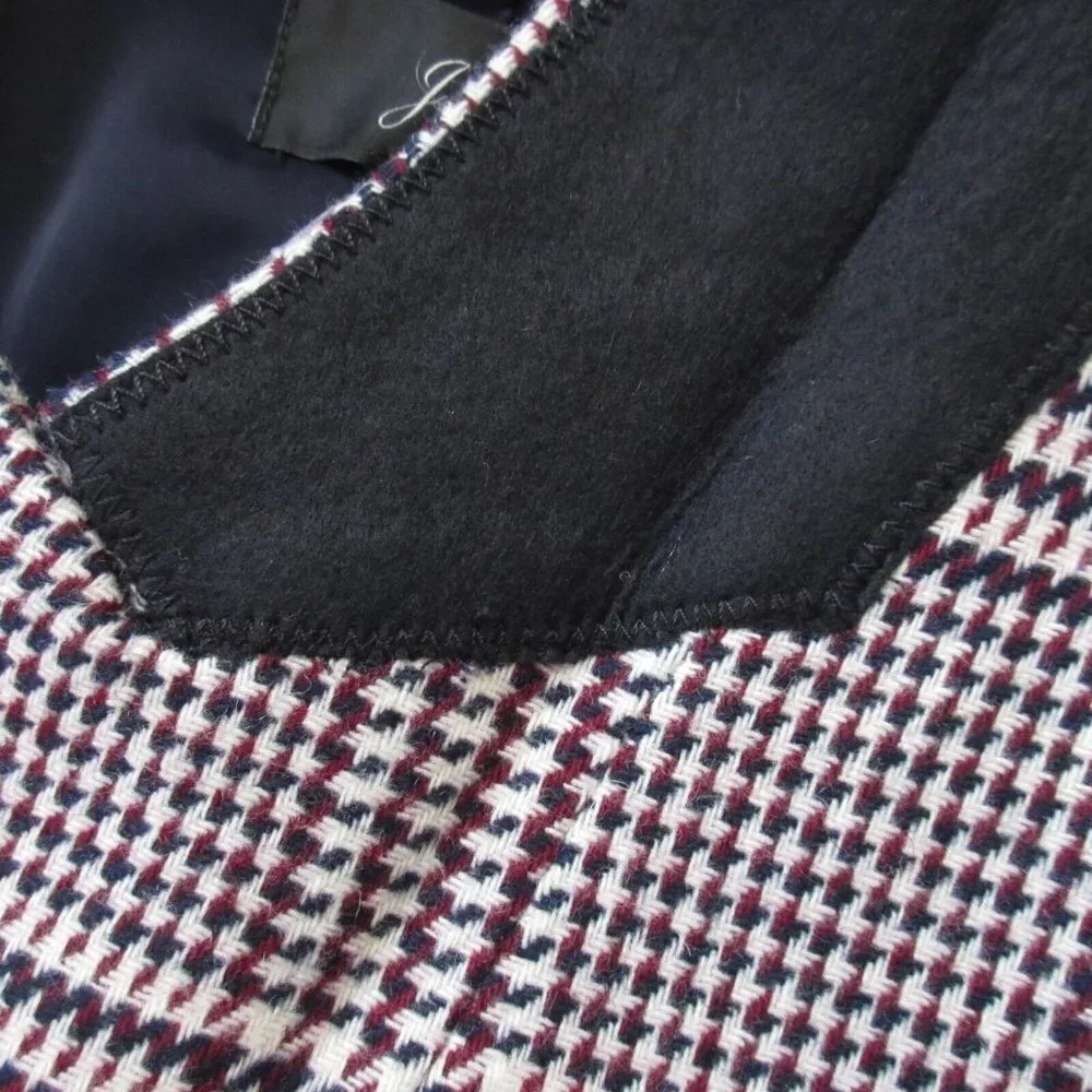 NWT J.Crew Boyfriend Blazer in Ivory Burgundy Shadow Houndstooth Wool Jacket 22